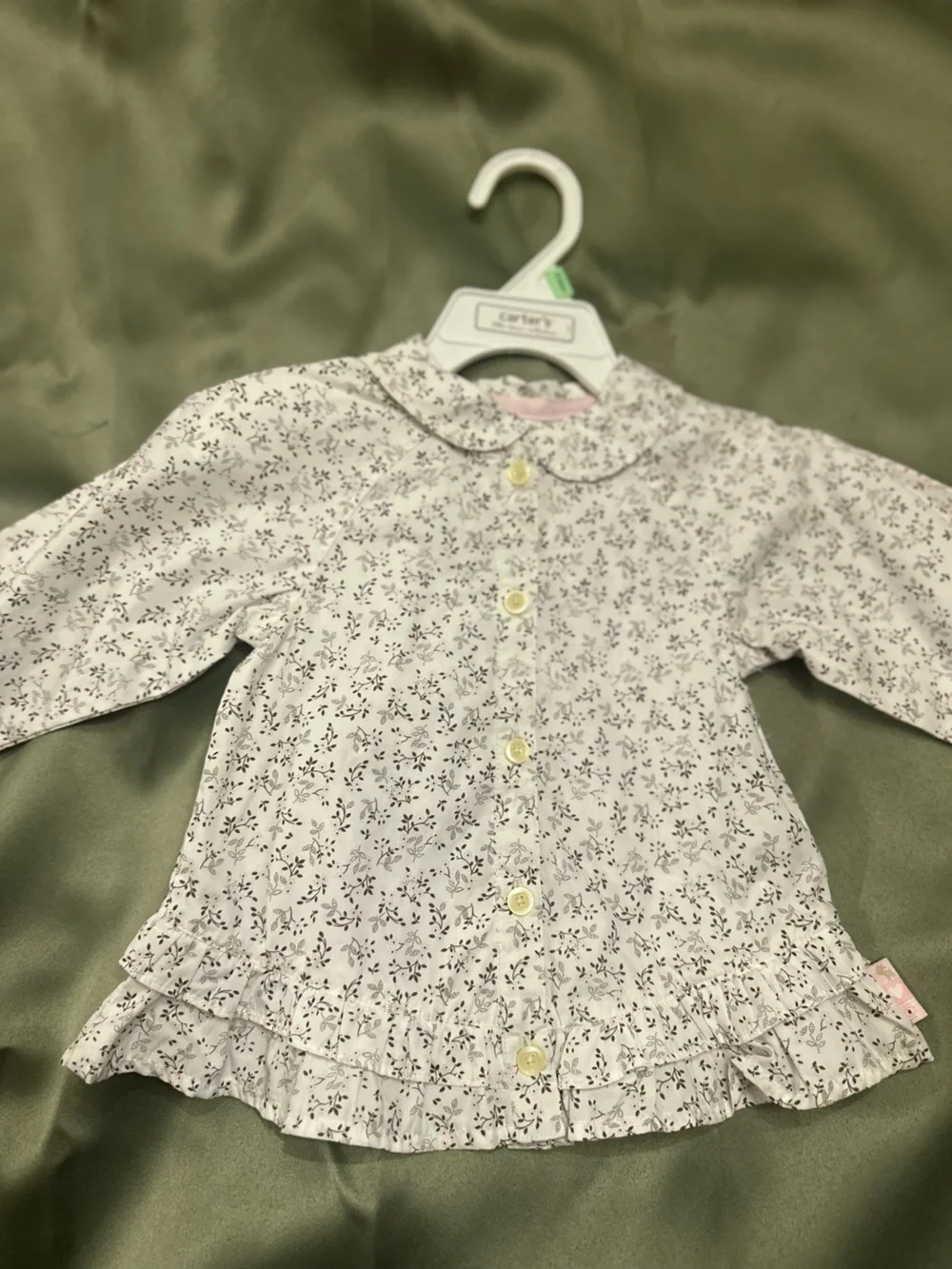Carter's White Long-Sleeve Floral Button Front Top